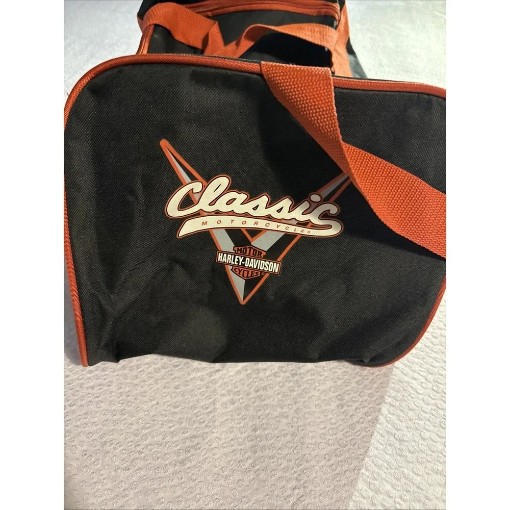 Genuine Duffel Bag Harley Davidson Logo Classic Motorcycles Black Orange 20x9x10